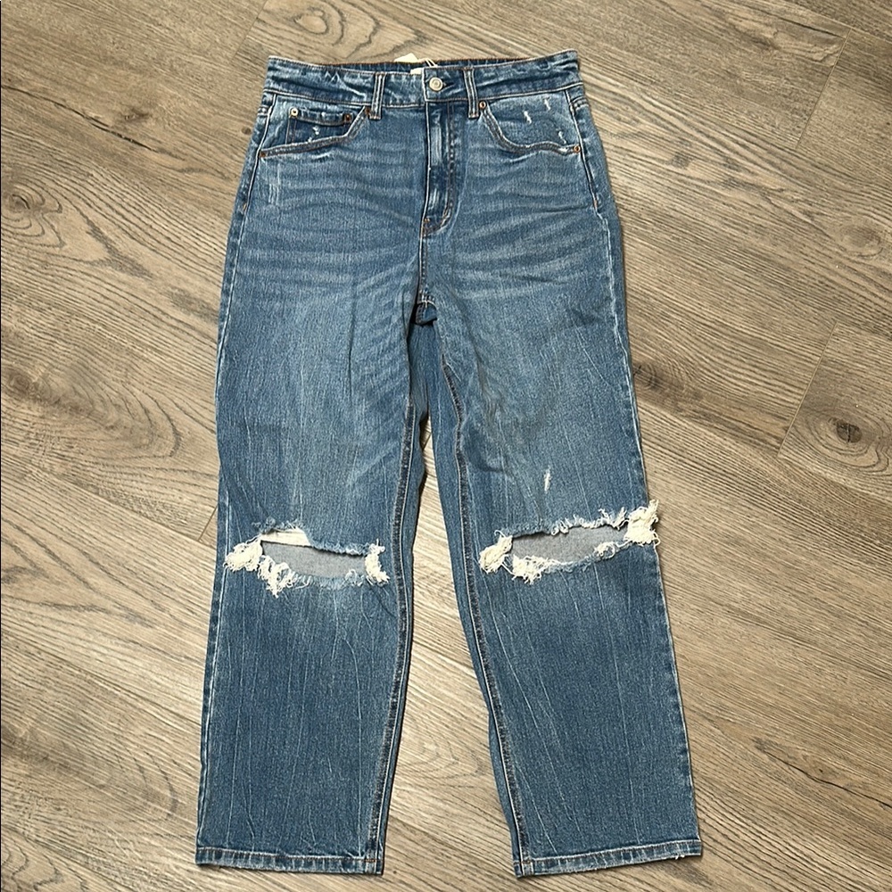 Stylish Blue Distressed Women's Jeans